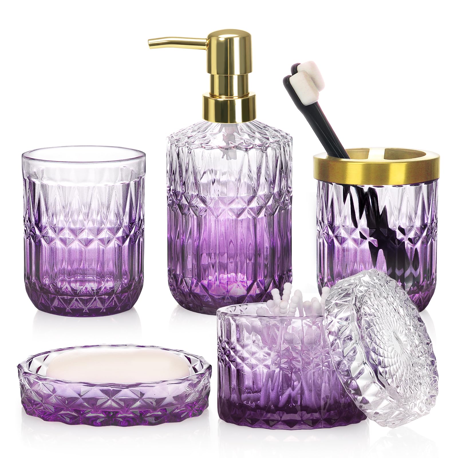 Ensemble d'accessoires de salle de bain 5 pièces violet dégradé