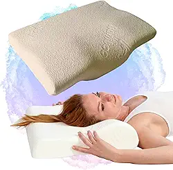 Travesseiro Cervical Ortopédico, Almodada de Pescoço, Anti-Ácaro Espuma NASA Viscoelástica, Capa Removível com Fibra de Bambu, Suporte para Coluna, 55cm x 44cm x 12cm Altura