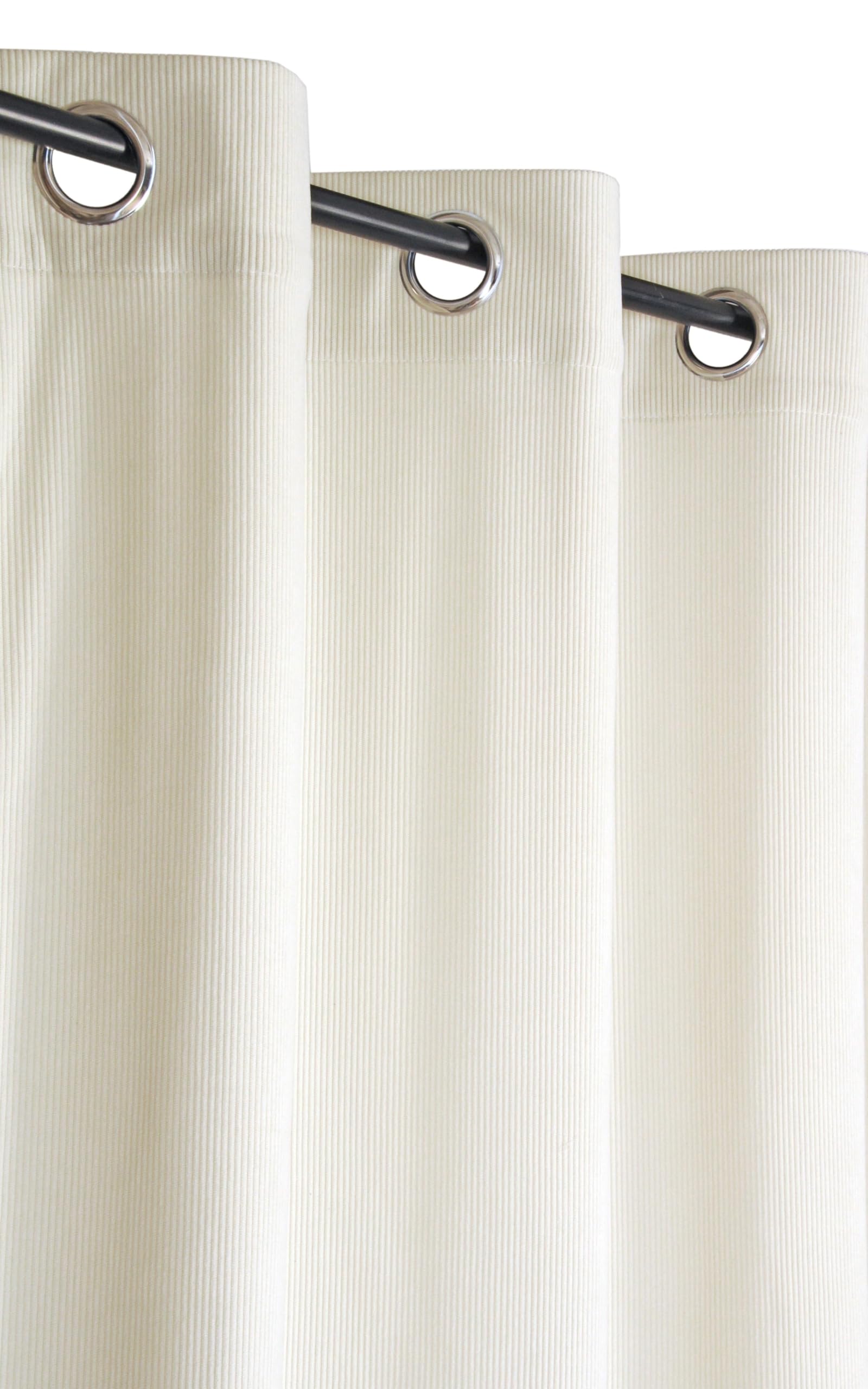 Rideau effet velours côtelé beige à œillets 140x260cm Atout Ciel