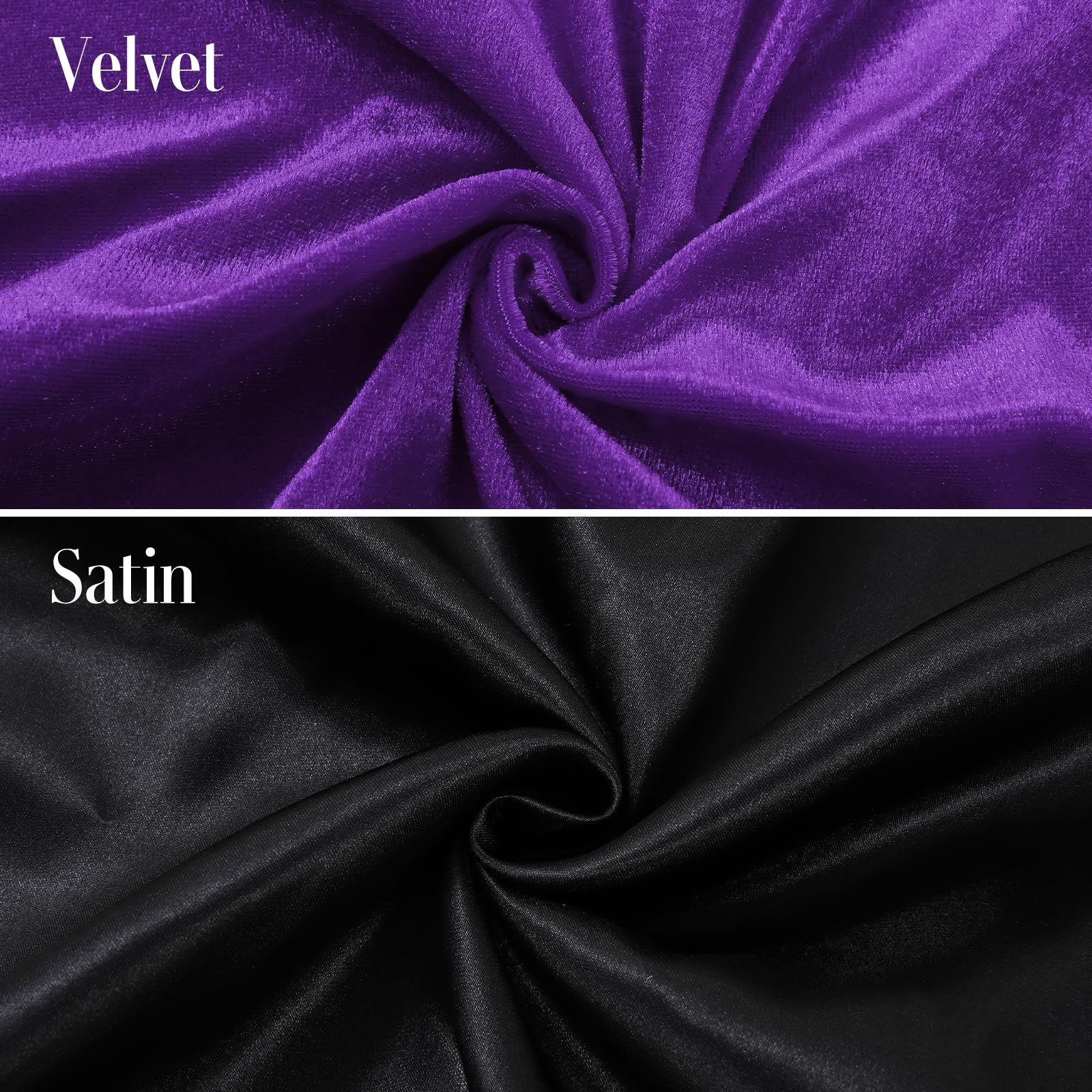 Hotfiary Reversible Black & Purple Cape for Adult Double Sided Velvet & Satin Hooded Cloak - Image 2