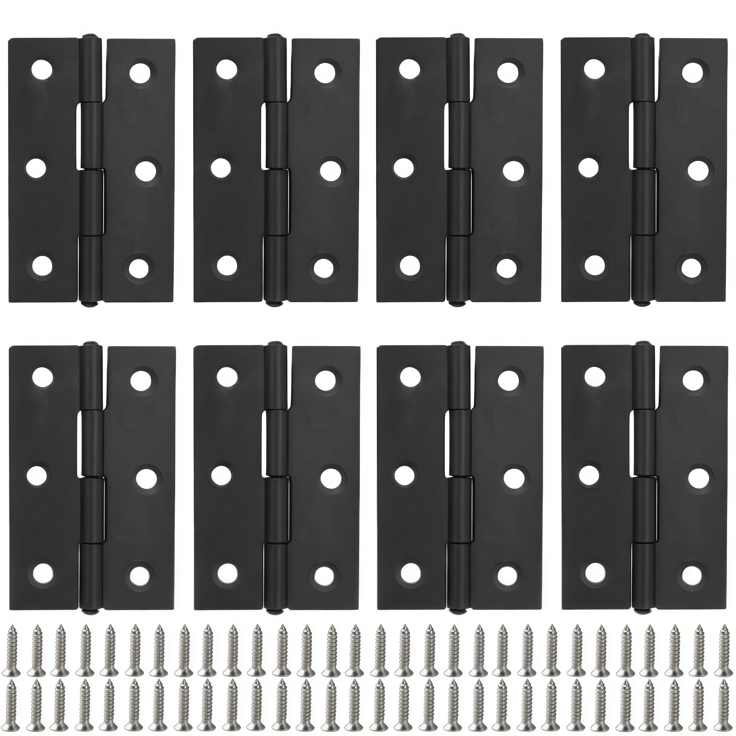 Vbnexyr Regular Door Hinges 8 Pack Black Stainless Steel Folding Hinges Flat Hinge Hardware Suitable For Wooden Crates Small Handicrafts 2.5 Inches