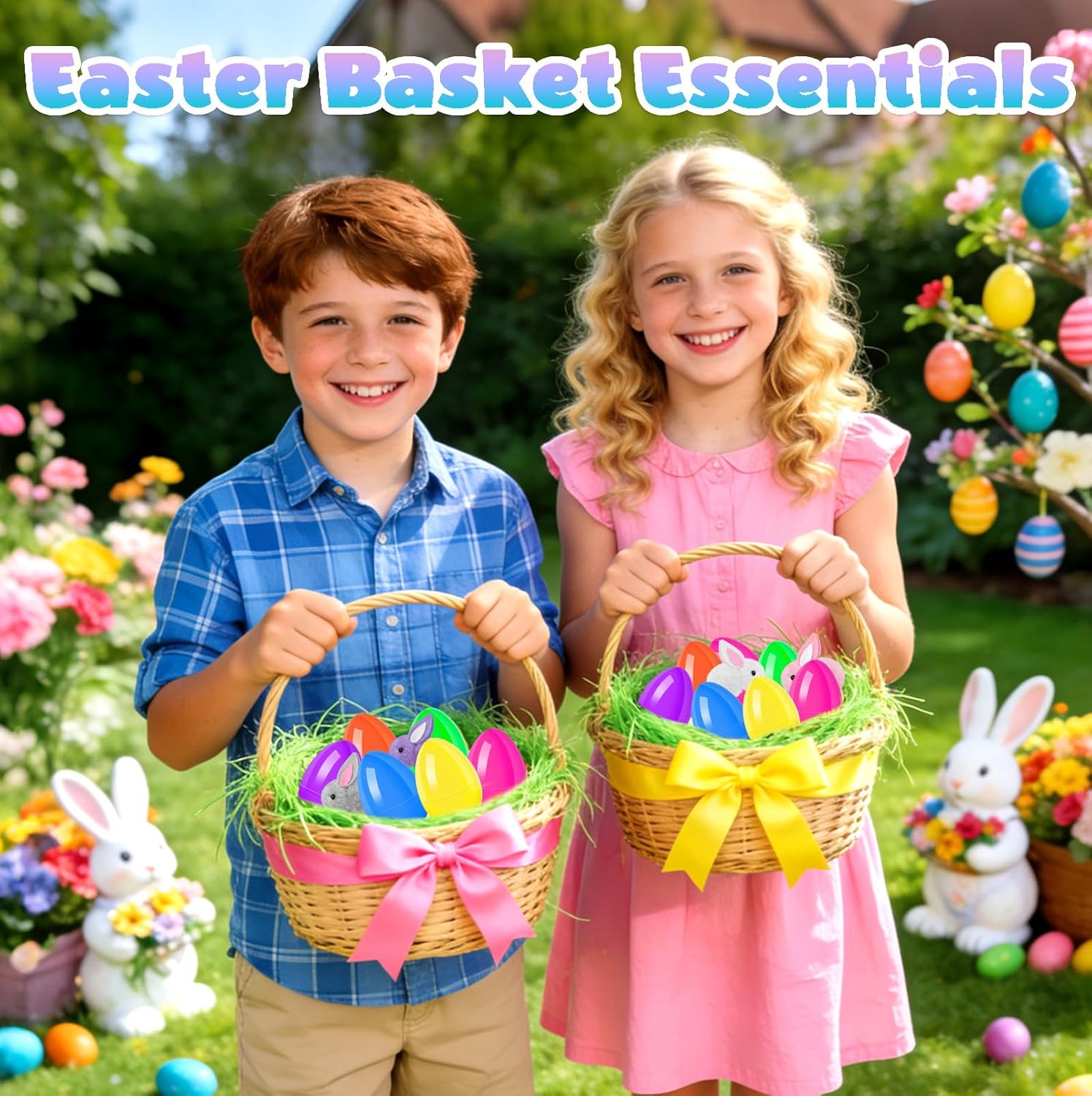 Easter Egg Fillers & Basket Stuffer Essentials for Teens Kids - 12Pack Prefilled Easter Eggs Plush Bunny Toys, Treasure Box Toys for Classroom Boys Girls, Egg Hunt Party Supplies, Carnival Prizes