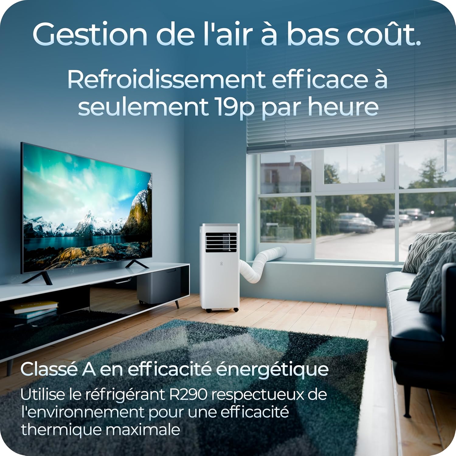 Avalla S-150 Climatiseur Portable 8000 BTU 4-en-1 : Mode Nuit, Télécommande, Écran Digital, Silencieux 52 dB - Image détaillée