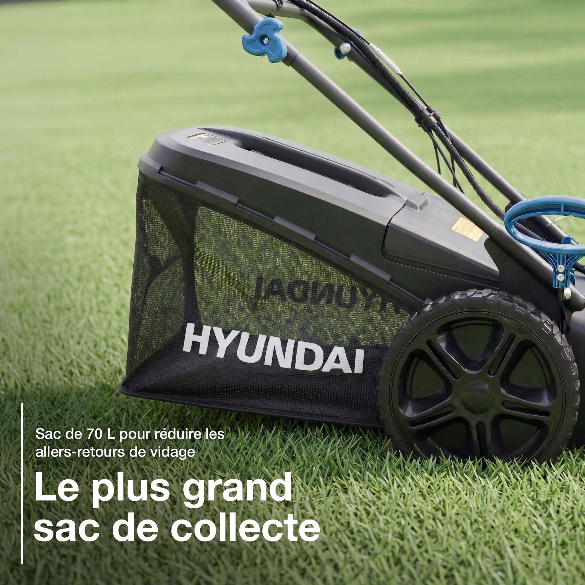 Hyundai Tondeuse à Gazon Thermique Autotractée 56 cm 196 cm3 5,5 CV Bac 70 L 4-en-1 HYM22200SPEX