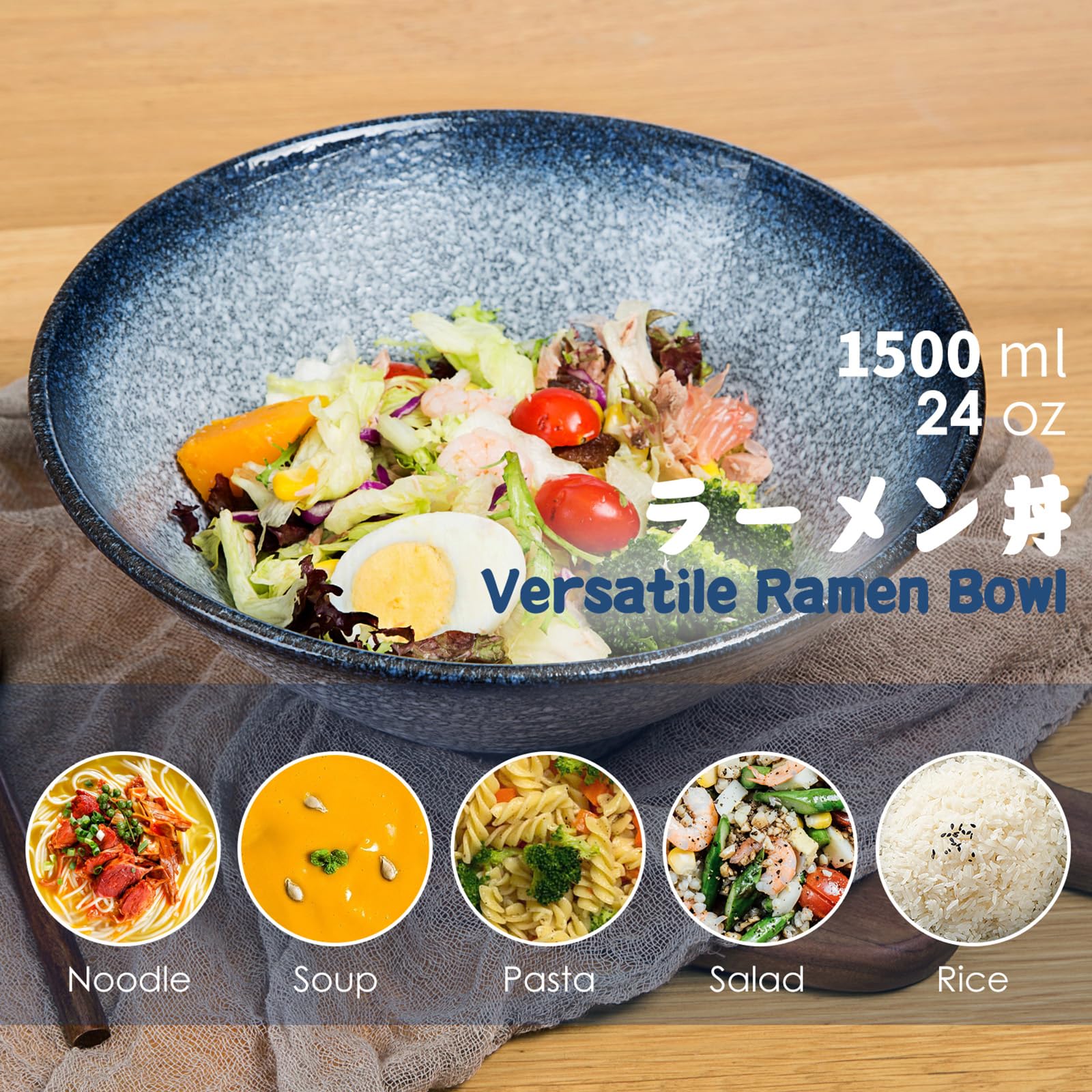 Ensemble de bols à ramen japonais avec cuillères et baguettes pour Pho, soupe, Udon et salade de 1800 ml, cadeau traditionnel en céramique fait à la main