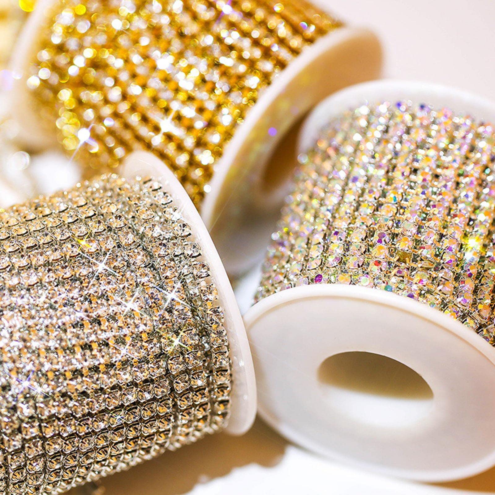 Set di 5 catene con strass per fai da te, 9,1 m, colore: oro, 10 m