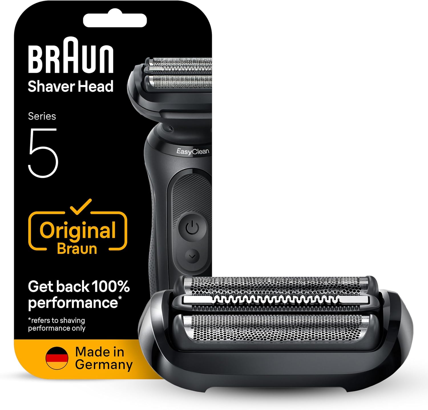 Braun Series 5 Electric Shaver Replacement Head, Easily Attach Your Shaver Head for a Shave as efficient as Day one, Compatible with New Generation Series 5 Shavers, 54B, Black