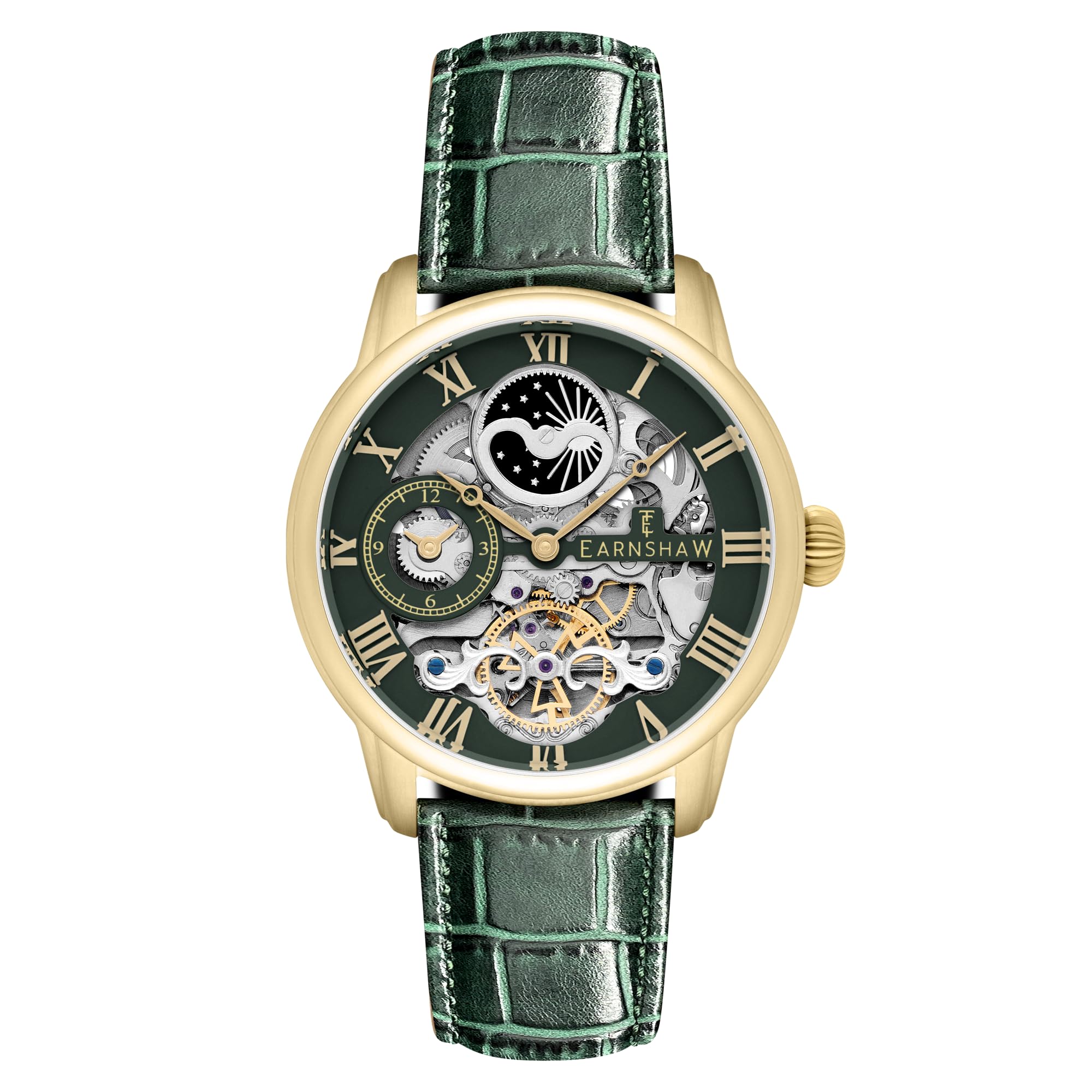 Thomas Earnshaw Men's 44mm Longitude Automatic Skeleton Watch with Solid Stainless Steel Bracelet ES-8006