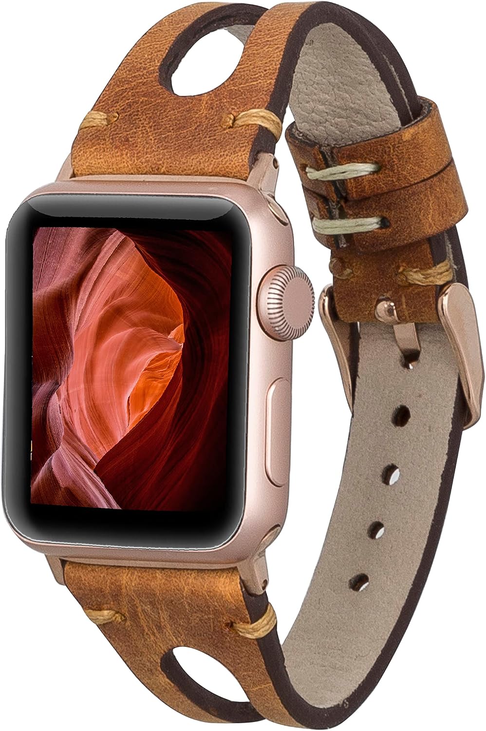 Slim Leather Bands Compatible with Apple Watch Band 38mm 40mm 41mm 42mm 44mm 45mm 49mm Full Grain Leather Watch Thin Straps for iWatch Series Ultra/8/7/SE/6/5/4/3/2/1 for Women Watchbands, Bracelet Jewelry