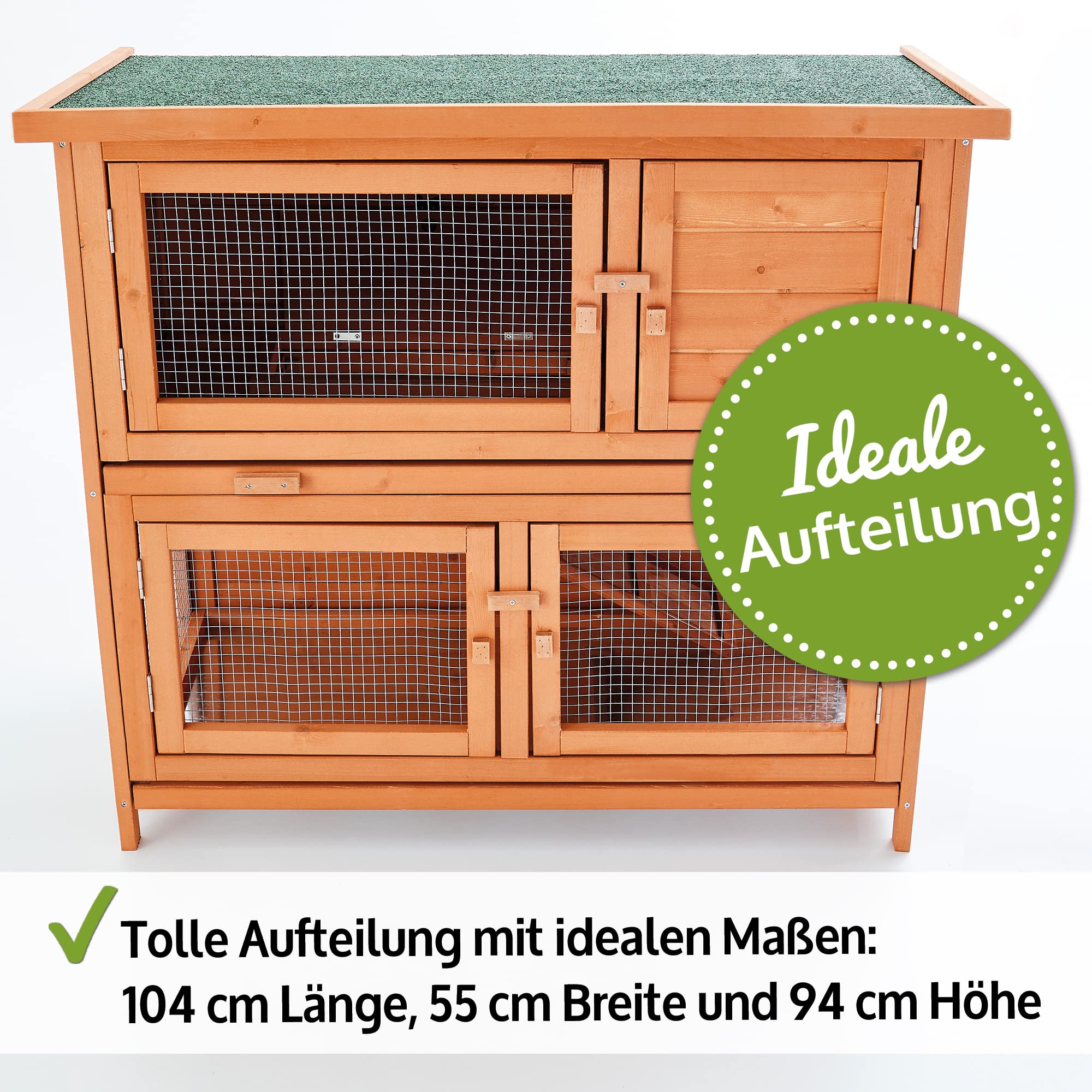 zooprinz Premium Hasenstall Mukkel – Kaninchenstall aus edlem massiven Vollholz ideal für draußen – Kleintierstall mit natürlich Farbe gestrichen – Besonders einfach und schnell zu reinigen