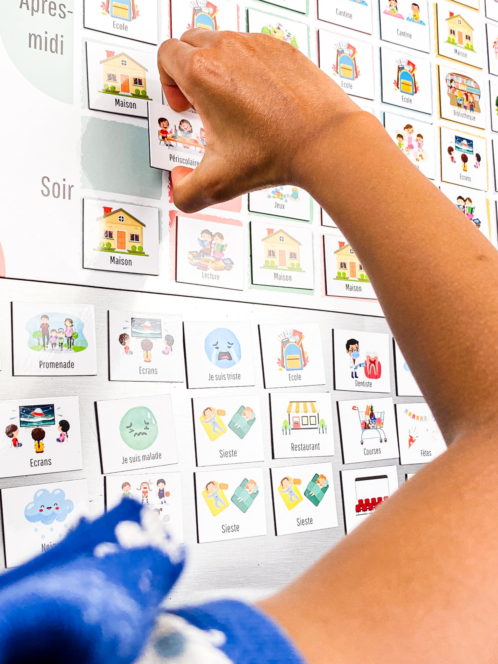 265 Magnets - Grand semainier magnétique Enfant – Organisation Semaine – Évolutif & inspiré Montessori