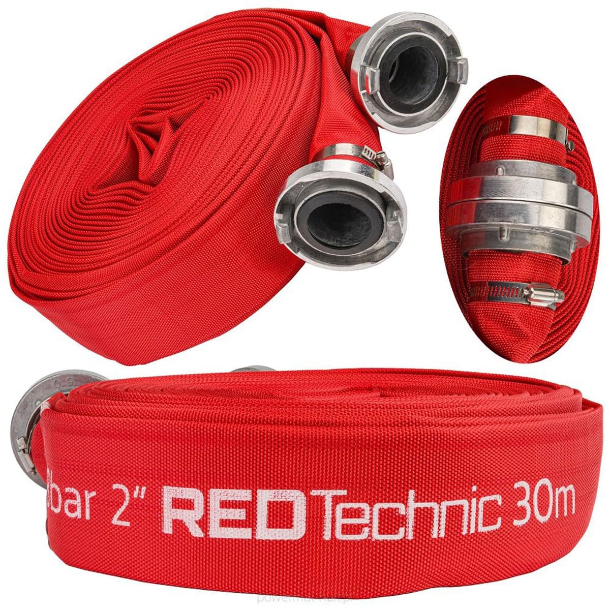 WEBFIRE Tuyau d'incendie plat pour eaux usées fosses septiques 8 bar raccords rapides 2" - 30 m
