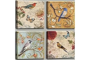 Flowers Birds Canvas Wall Art for Bedroom Floral Wall Decor