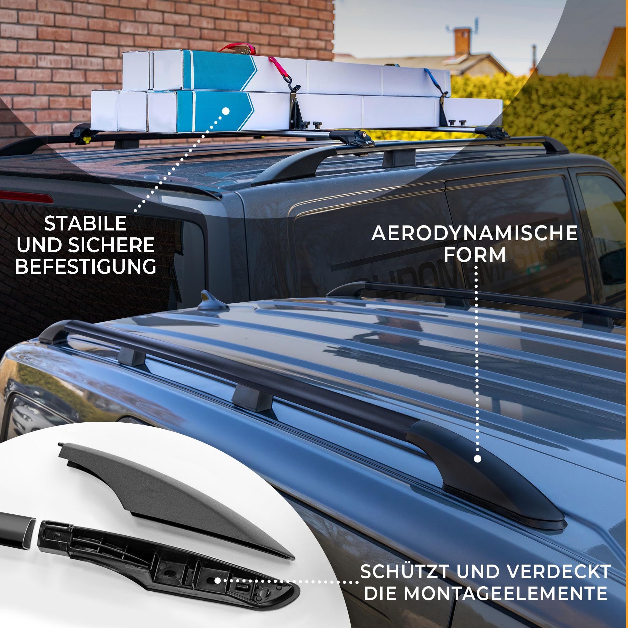 CHROMEMASTER | Dachrelinge Dachträger Kompatibel mit VW Amarok 2023+; Geeignet zur Montage von Dachträgern, Dachboxen und Fahrradträgern | Einfache und Schnelle Montage | Alu