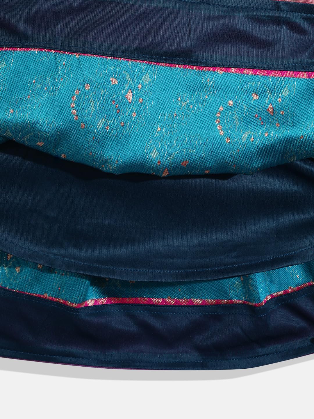 Aarika Lehenga zestaw choli dla dziewcząt, odzież etniczna, niebiesko-różowy, mocny jedwab, niebiesko-zielony