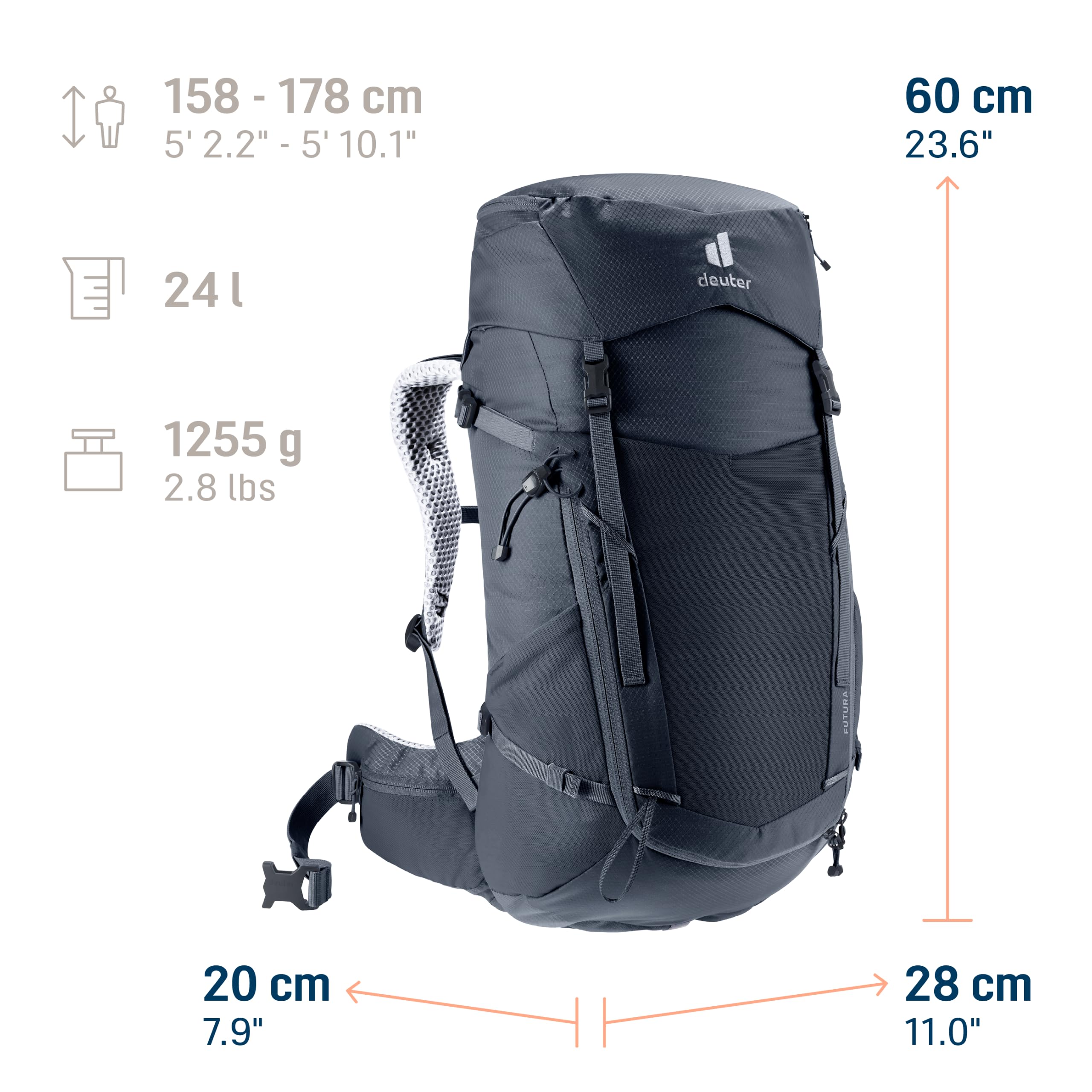 deuter Futura 24 SL plecak turystyczny dla kobiet z siateczkowym tyłem i osłoną przeciwdeszczową