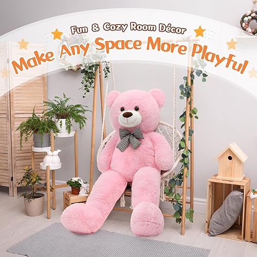 Vista 126 de MorisMos Oso de peluche gigante, oso de peluche grande para novias, niñas, para Navidad, día de San Valentín, cumpleaños (gris claro, 47 pulgadas)