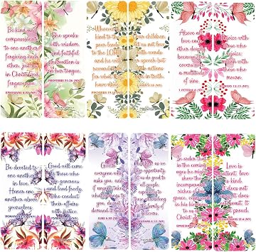NewEights Compassionate Bible Verses About Kindness That Will Spread Joy Bookmarks 2-Sets X 6 Cards - Daily Motivational Card Set Collection Set Book Page Clippers Ideal for Church Ministry Gift