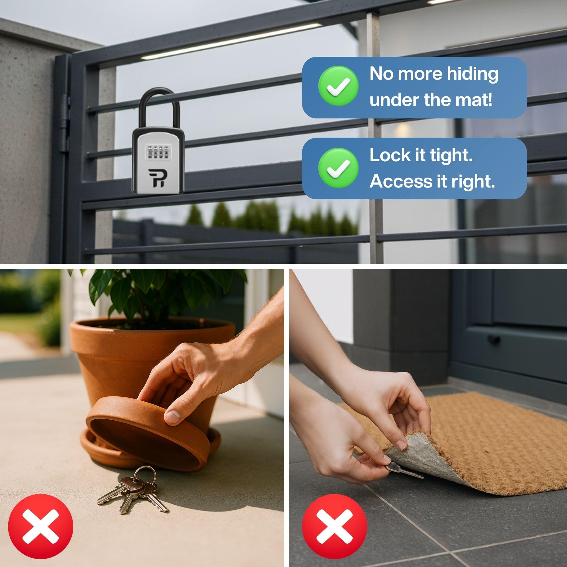 Key Lock Box for Outside - Realtor Lockbox for House Keys Outdoor - Combination Key Hiders to Hide — view 6