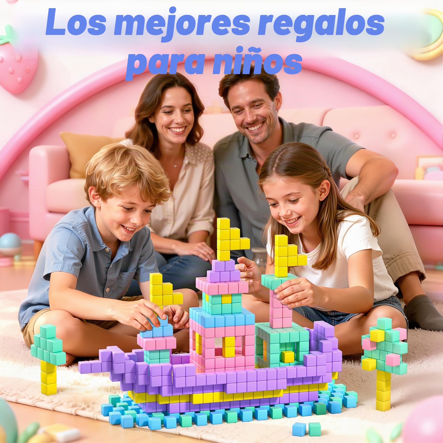 Bloques Magneticos Construccion Niños, Regalos Niñas 3 4 5 6 7 8 9 10 Años,108 Piezas Juego de Juguetes de Viaje de Bloques Magnéticos,Juguetes Niños 3 Años,Juguete Creativo Montessori