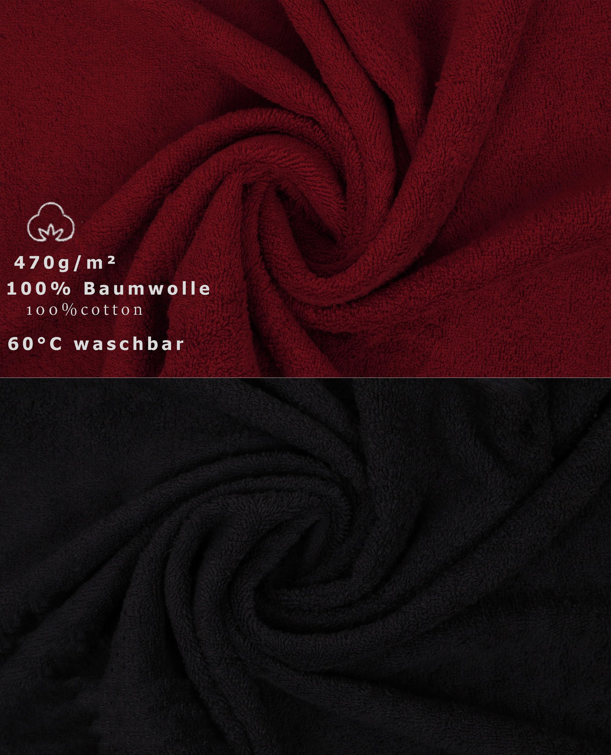 Betz Juego de 10 Toallas Classic 100% algodón 2 Toallas de baño 4 Toallas 2 Toallas de Mano 2 Toallas Cara de Color Rojo Oscuro y Negro