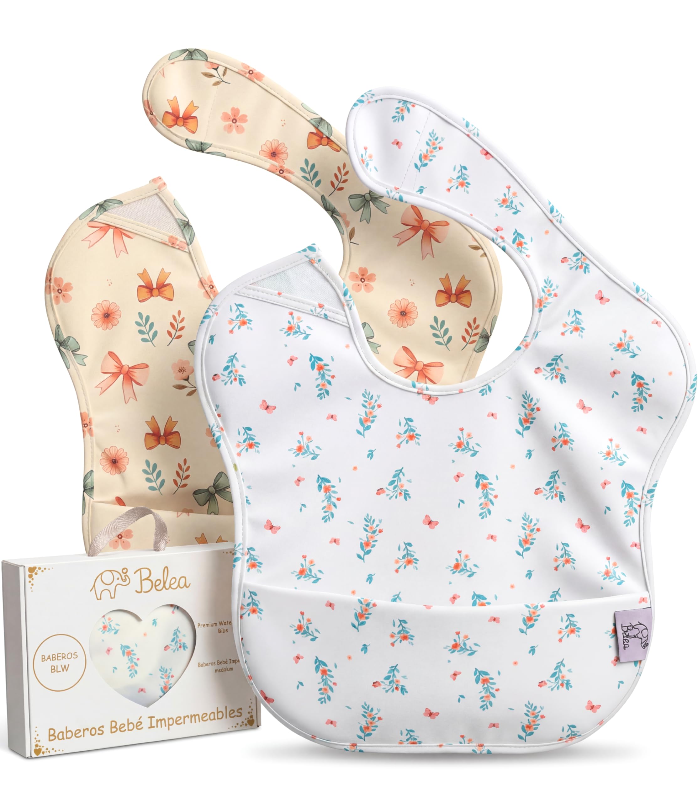 Pack 2 Baberos Bebe Impermeables Sin Mangas BLW 6 Meses a 5 Años Bolsillo Recogemigas Babete Impermeável Babero Infantil Sin BPA Regalo Baby Shower Cumpleaños Bebé
