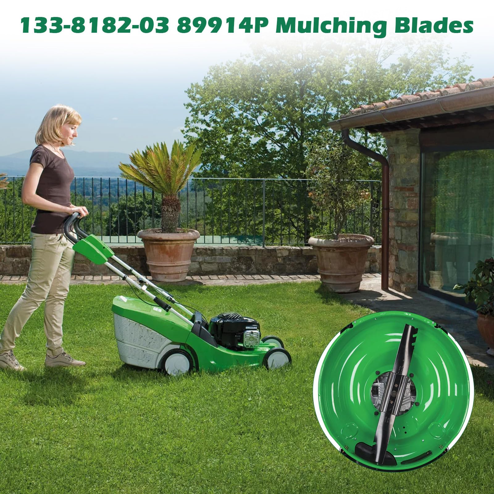 Earthtec 2 cuchillas de repuesto 133-8182-03 para cortacésped Toro Super Recycler de 21 pulgadas 109-0854 108-0954-03 89914P
