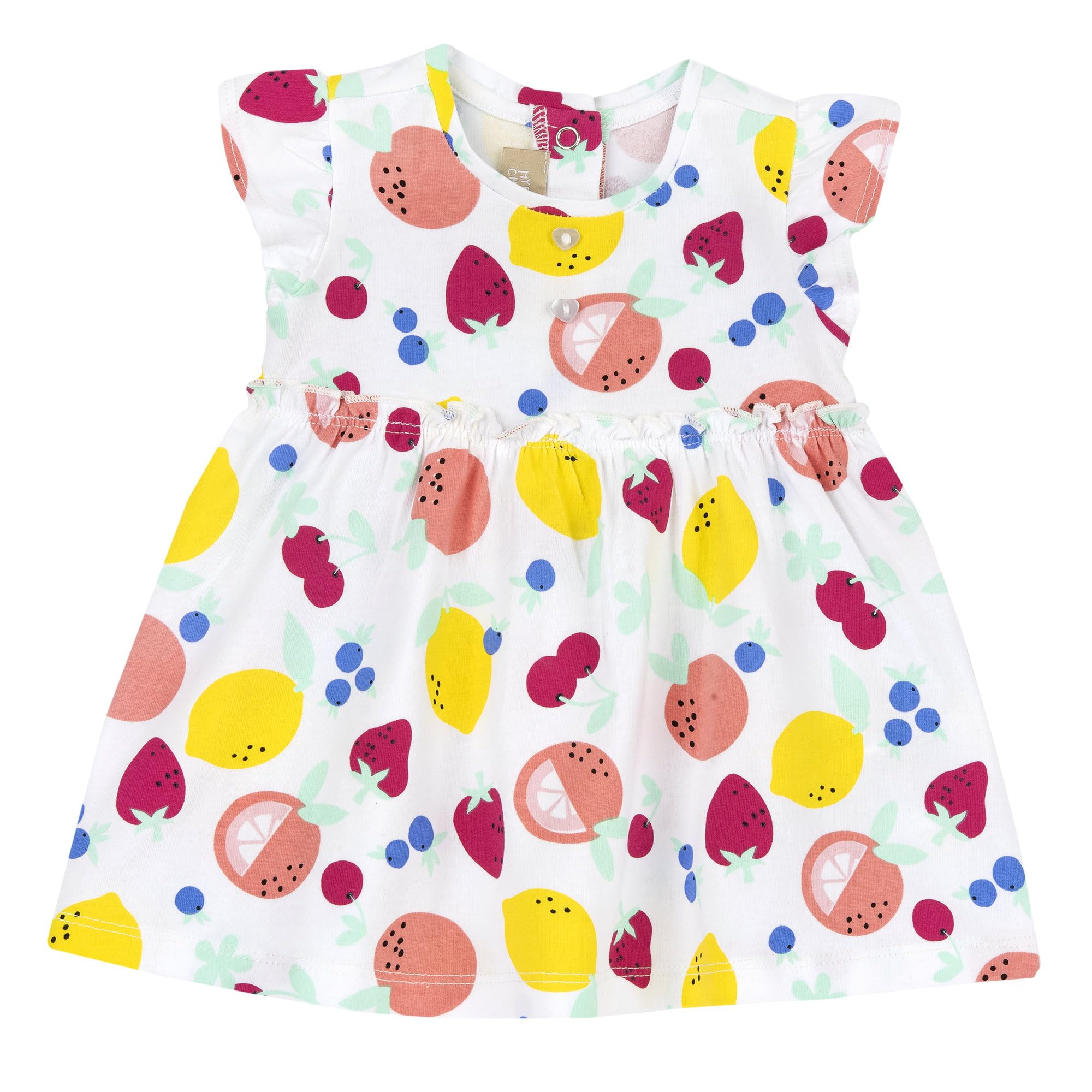 Chicco Vestido Bebé Niña de Mangas Cortas, con Cómoda Apertura con Botones, en Suave Algodón, Lavable en Lavadora, Ropa Bebé Niña 0-24 Meses, Diseñado en Italia