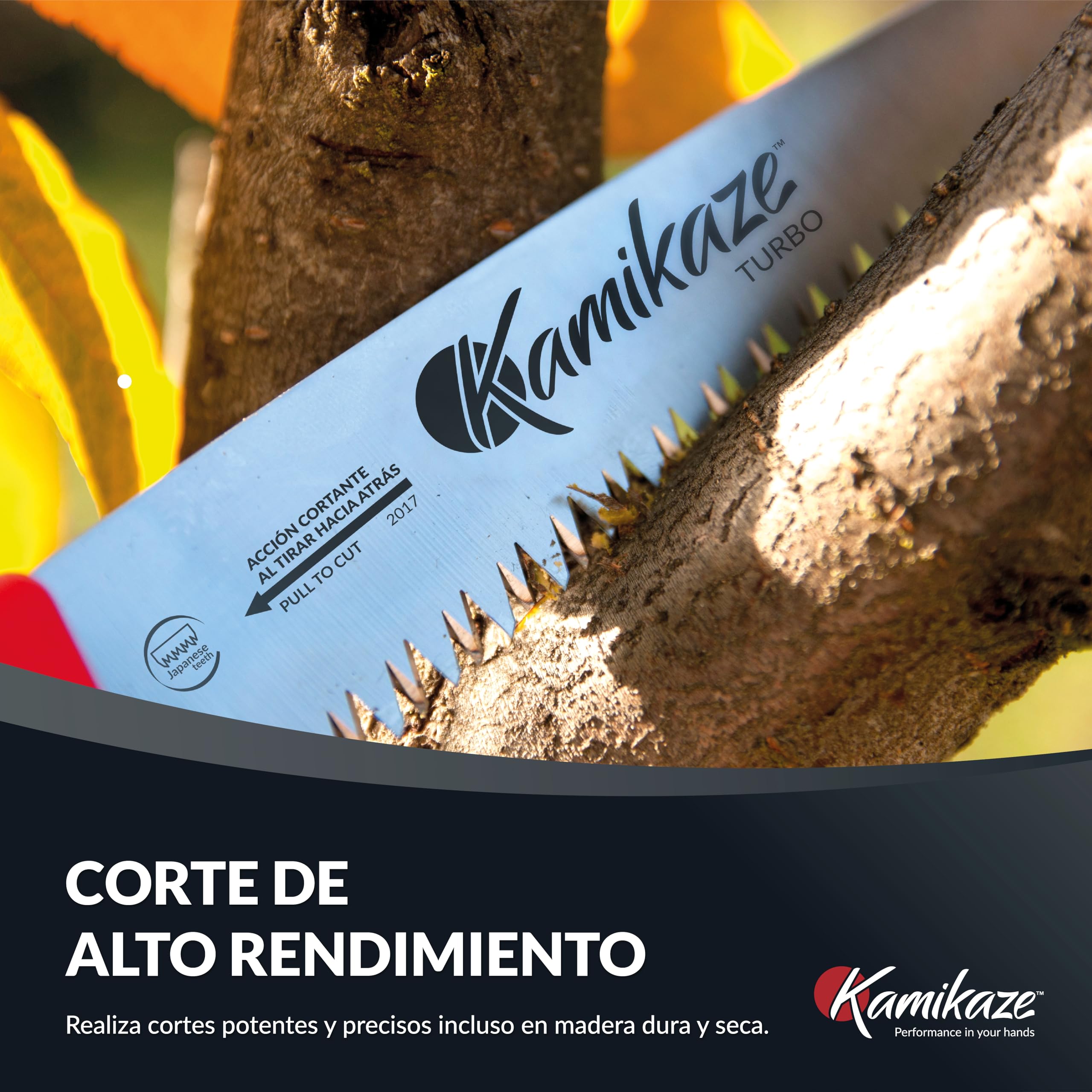 KAMIKAZE Serrucho de Poda Recto S-300H. Serrucho con Dentado Japonés de Hoja Recta 300mm. Sierra para Madera con Hoja de Acero SK-4 Rico en Carbono de Alta Durabilidad. Incluye Funda.