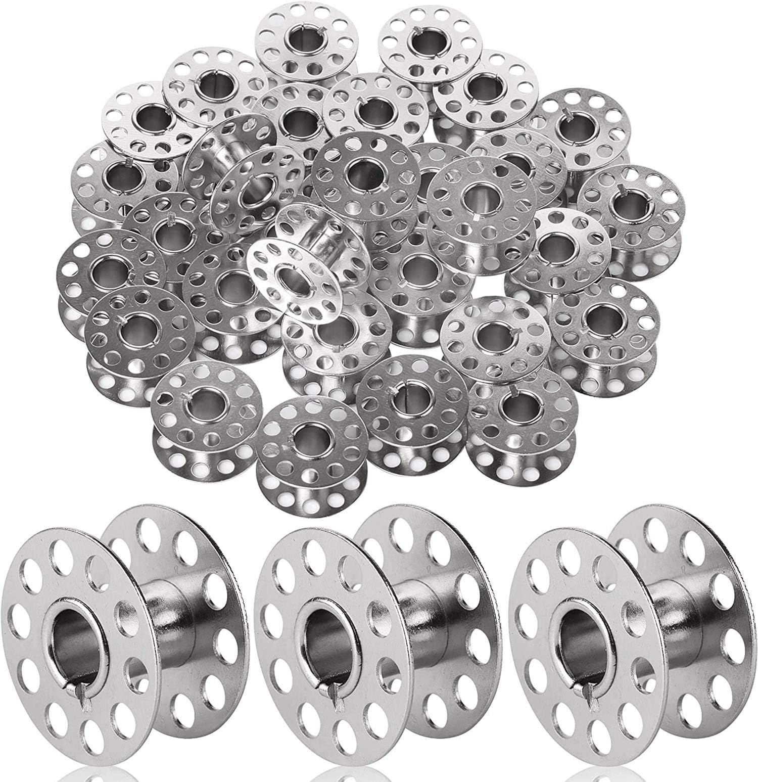 DELFINO Bobbins, Metal Bobbins, 32 Pack, Bobbins for Sewing Machine, Bobbins for Brother Sewing Machine, Bobbins for Singer Sewing Machine, Sewing Machine Bobbins, Sewing Machine Accessories