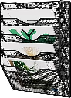 EasyPAG 5 Pocket Mesh Wall File Organizer Hanging Paper Folder Holder wi...