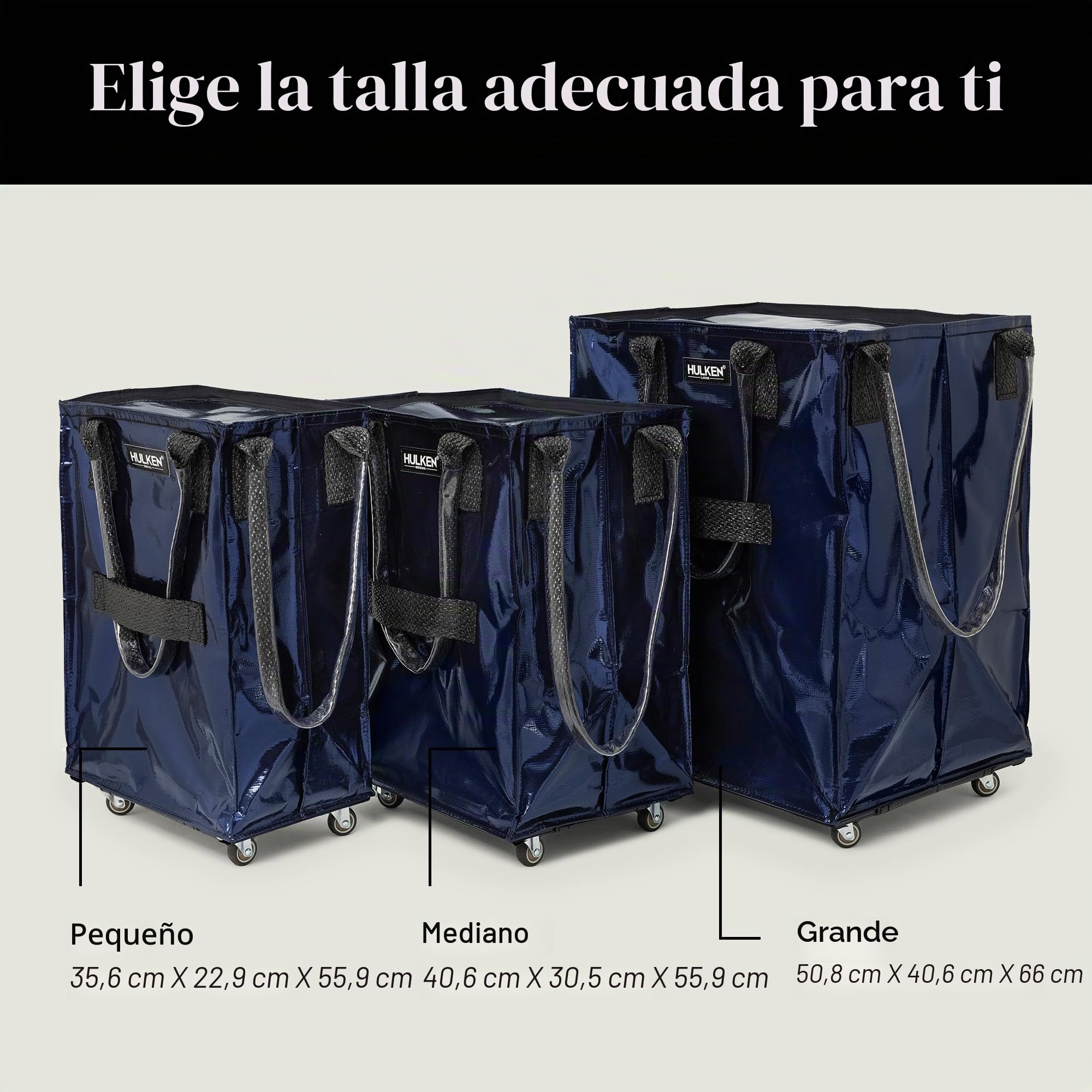 HULKEN - Bolsa reutilizable con ruedas y bolsa de la compra con ruedas - Límite de 66 libras