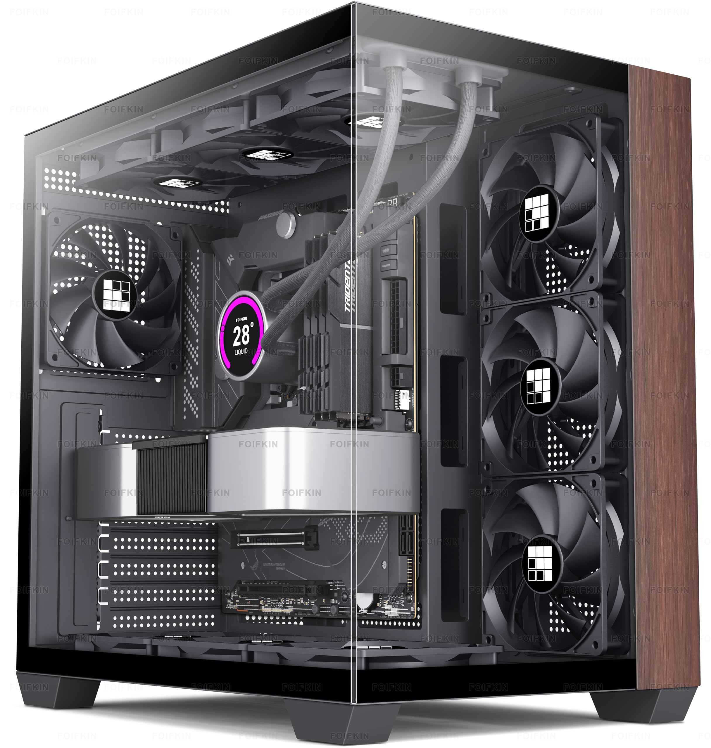 Amazon.co.jp: FOIFKIN F600 PCケース - ウォールナットウッド、LED