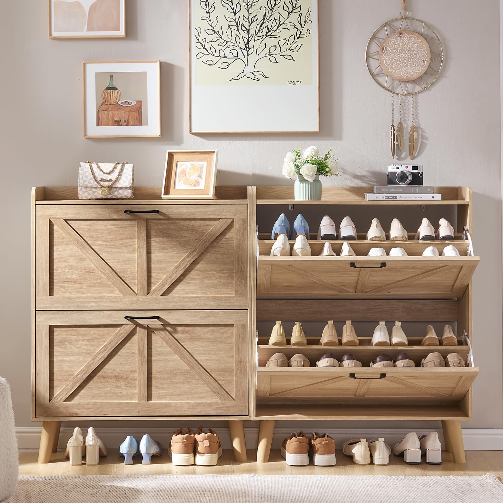 Best Entryway Shoe Cabinet Picks for 2026 3 LEYAOYAO Shoe Cabinet Storage for Entryway with 2 Flip Drawers Rack Narrow Organ - product photo