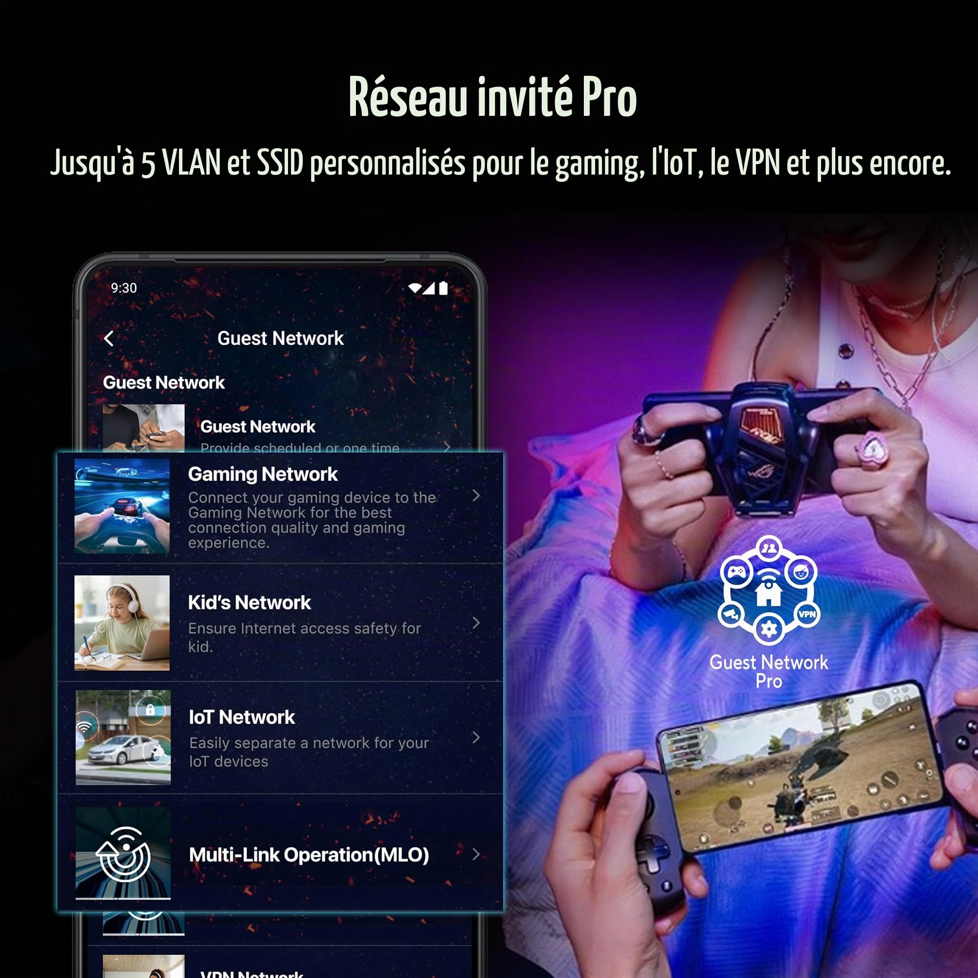 ASUS ROG GT-BE19000AI - Routeur Gaming Wi-FI 7 - Tri-Bande - débit de 19Gb/s - jusqu'à 200 appareils, Triple Niveau de sécurité, AiMesh, Deux Ports 10G, détection AI WAN, AI Game Boost