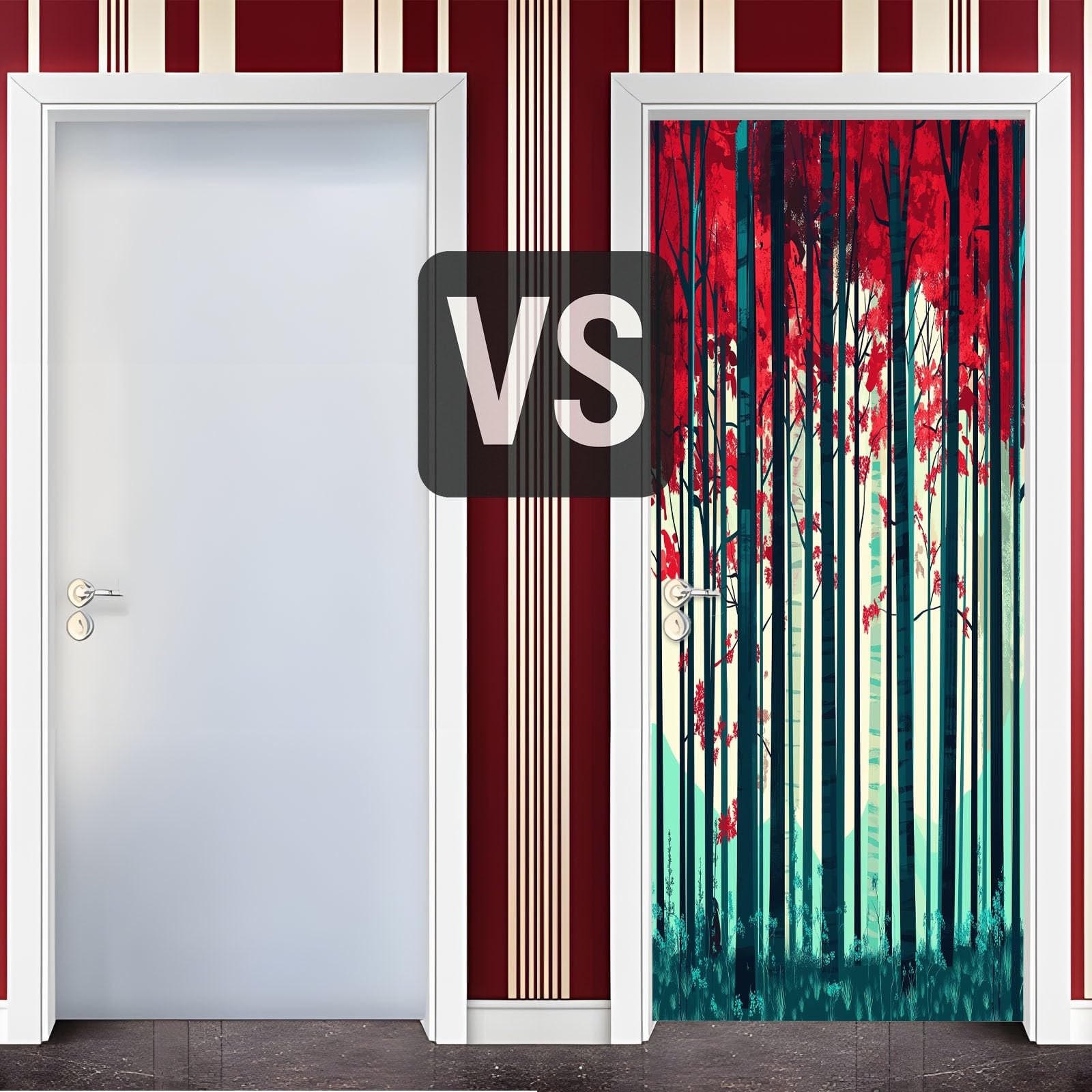 Tapeta na drzwi, samoprzylepna, abstrakcyjne drzewa leśne, plakat na drzwi, zielona, naklejka na drzwi, wodoszczelna, zdejmowana fototapeta, obraz ścienny, do salonu, sypialni, łazienki, 95 x 215 cm