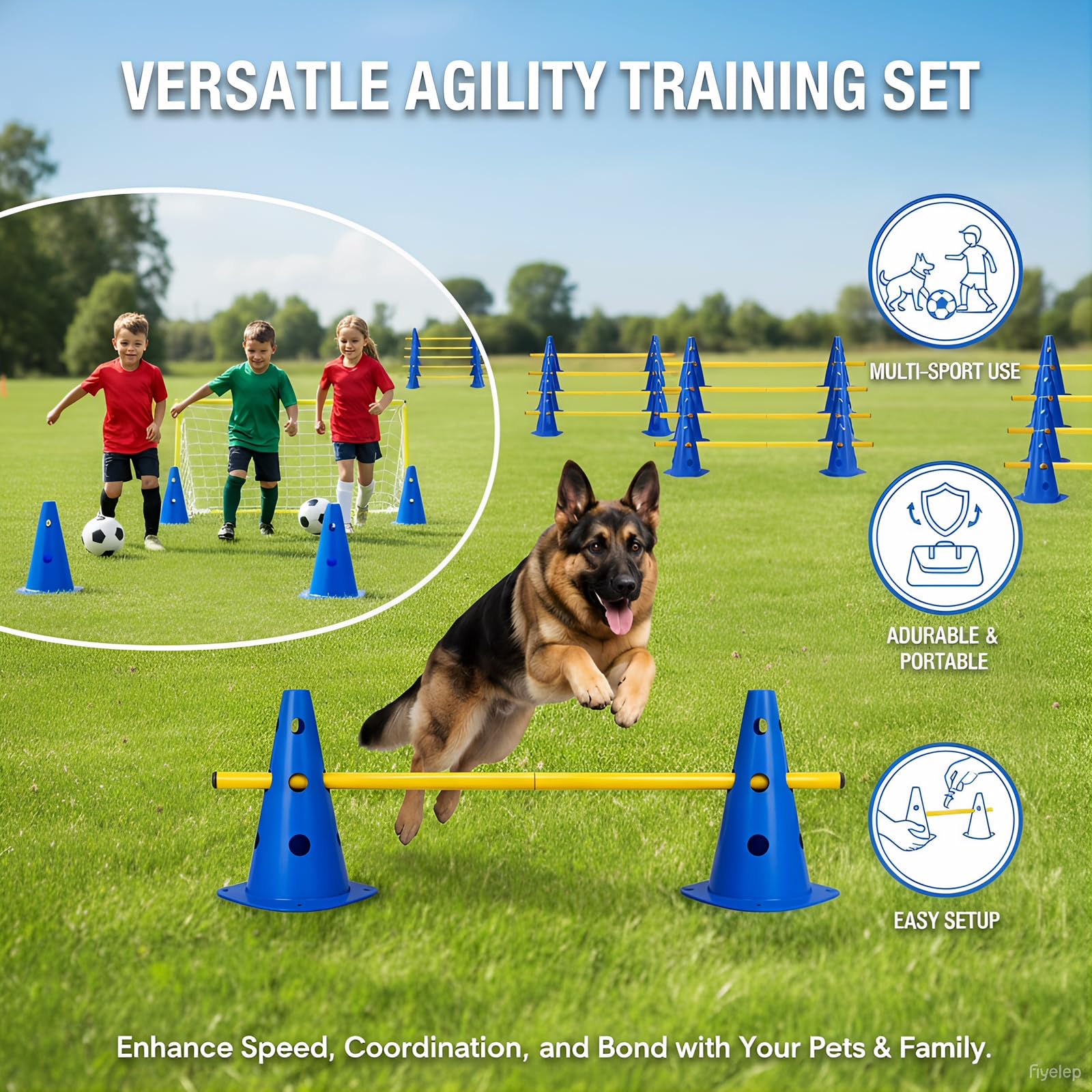 Agility Set Perros Mini Conos, Juego de Obstáculos para Perros Parkour, Obstáculos para Niños Agility Barrera de Obstáculos, Cono, para Entrenamiento de Mascotas, Ride de Obstáculos, Entrenamiento de