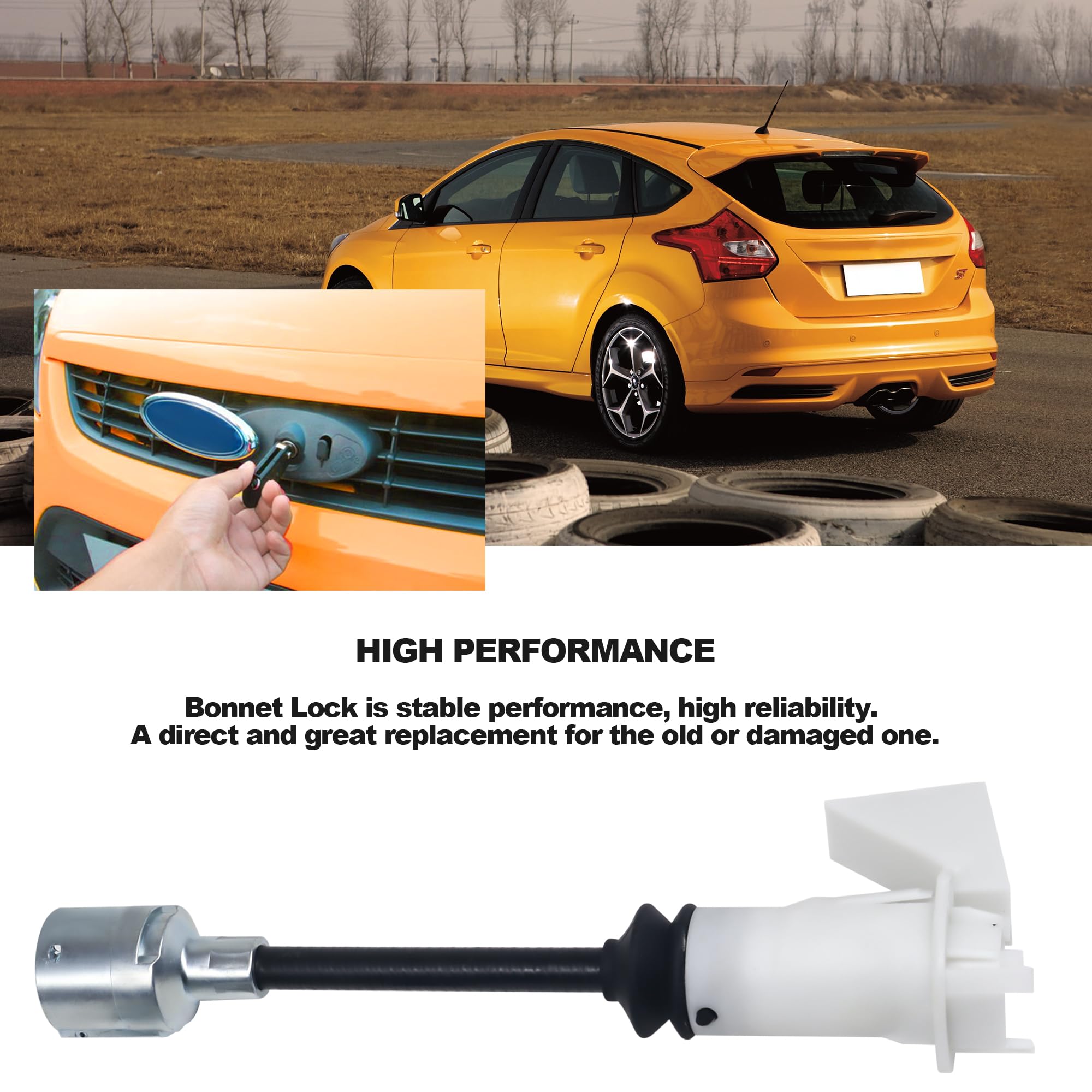 1343577 Kit di riparazione per serratura del cofano compatibile con Ford Focus MK2 2004 2005 2006 2007 2008 2009 2010 2011 2012 Focus C-MAX 2003 2004 2005 2006 2007 Rilascio cofano cofano