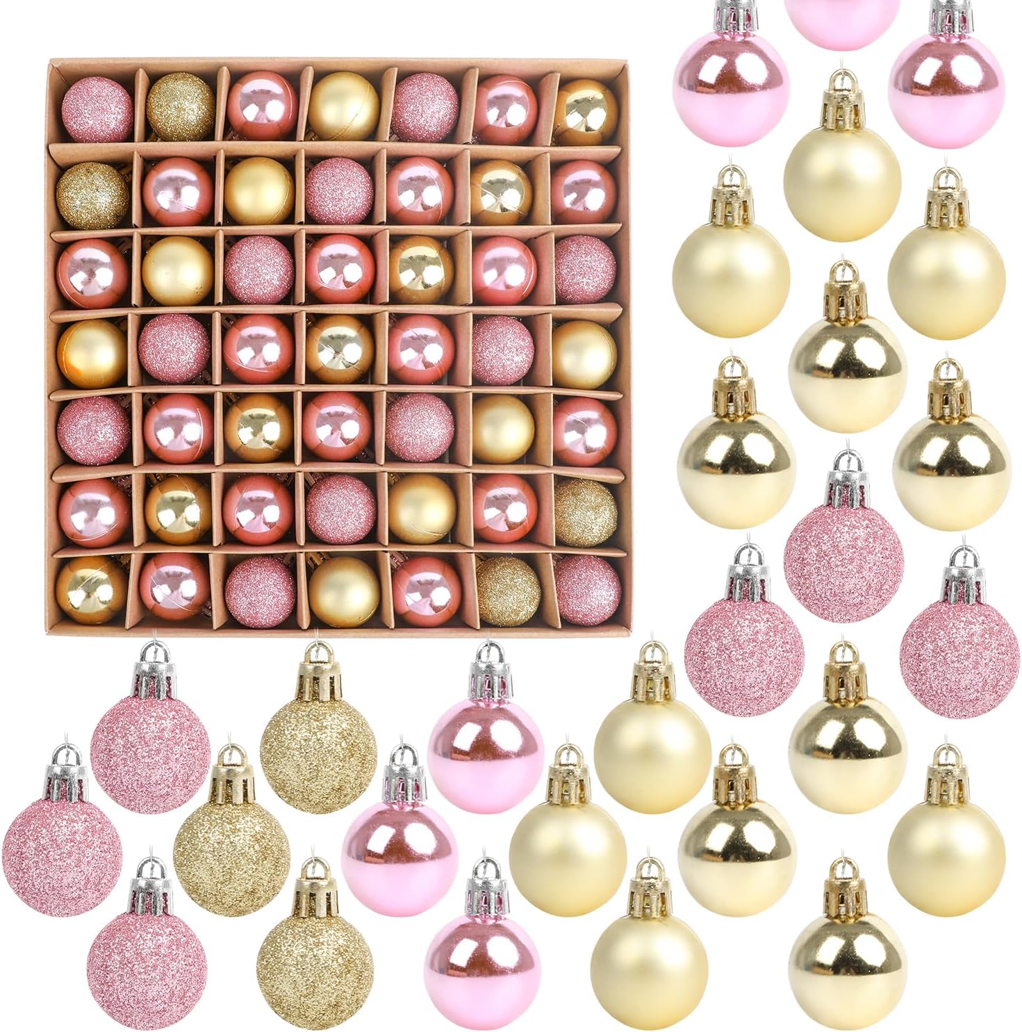 VEYLIN Christmas Baubles, 49pcs 3cm Mini Christmas Tree Baubles