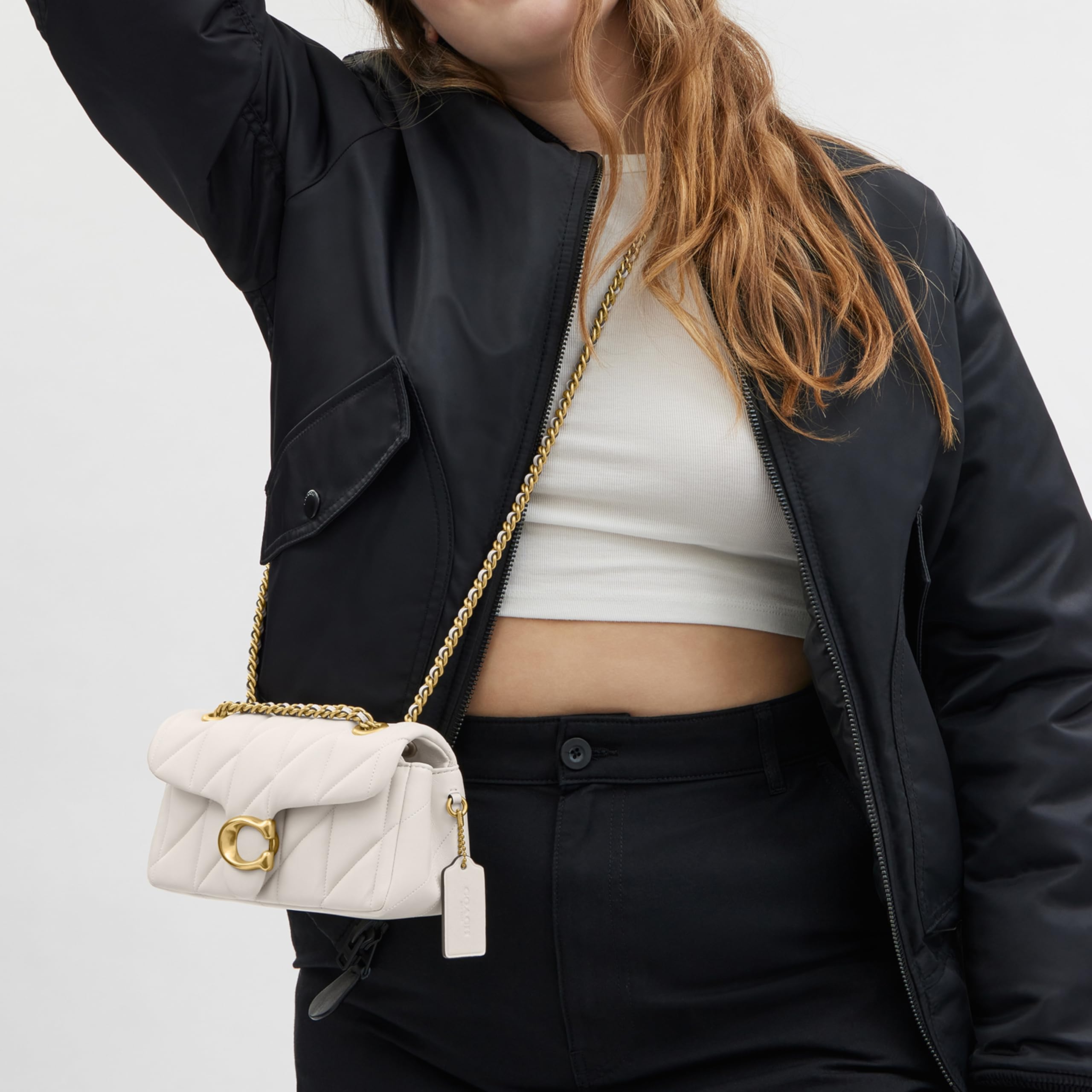 Coach Women's Quilted Leather Tabby 20 Shoulder Bag: Coach Women's Quilted Tabby Shoulder Bag 20 with Chain, B4/Chalk, Off White, One Size