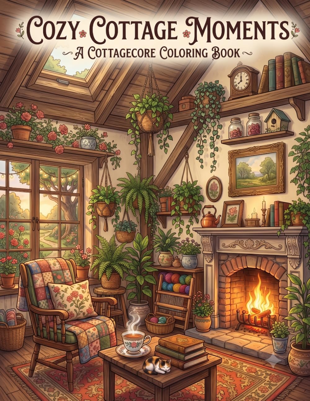 Cozy Cottage Moments: a cottage core coloring book