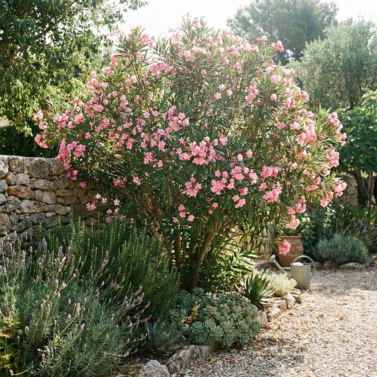 Bloomique - Oleander (Nerium oleander) - Rosa Blüten - Gartenpflanzen - Terrassenpflanzen - Höhe 80-100 cm - Topfgröße: 26 cm