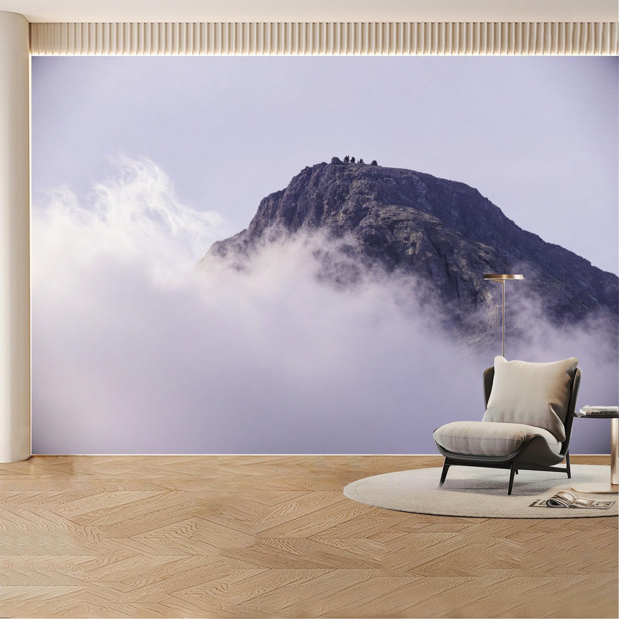 Custom Wall Mural Wallpaper Mountain Peak Landscape Nature 3D Effect Wall Decor Misty Minimalist Removable SelfAdhesive Large Photo for Living Room， Bedroom， Office