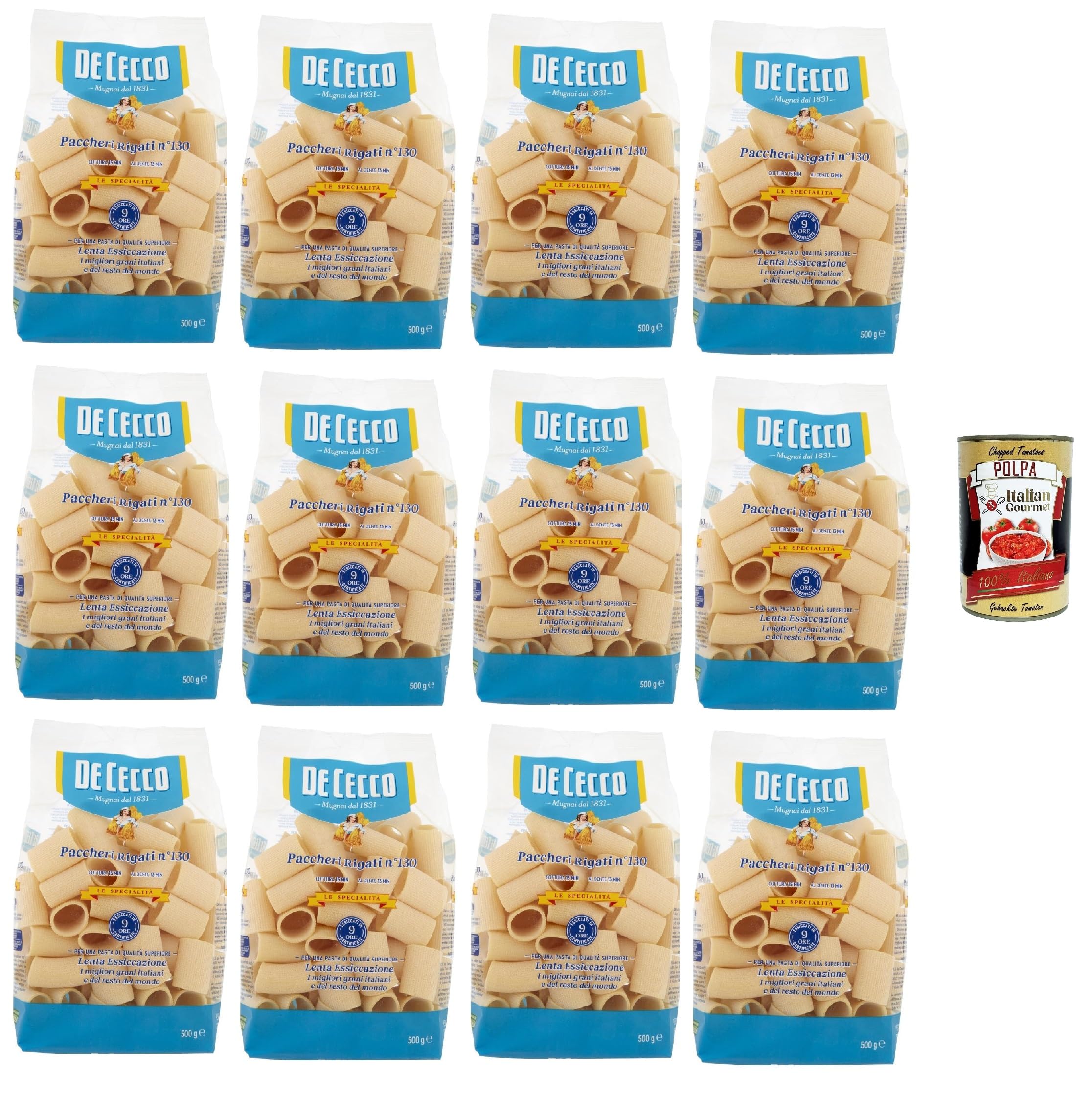 Italian Gourmet Paccheri Rigati N°130 12 x 500g + Polpa offerte