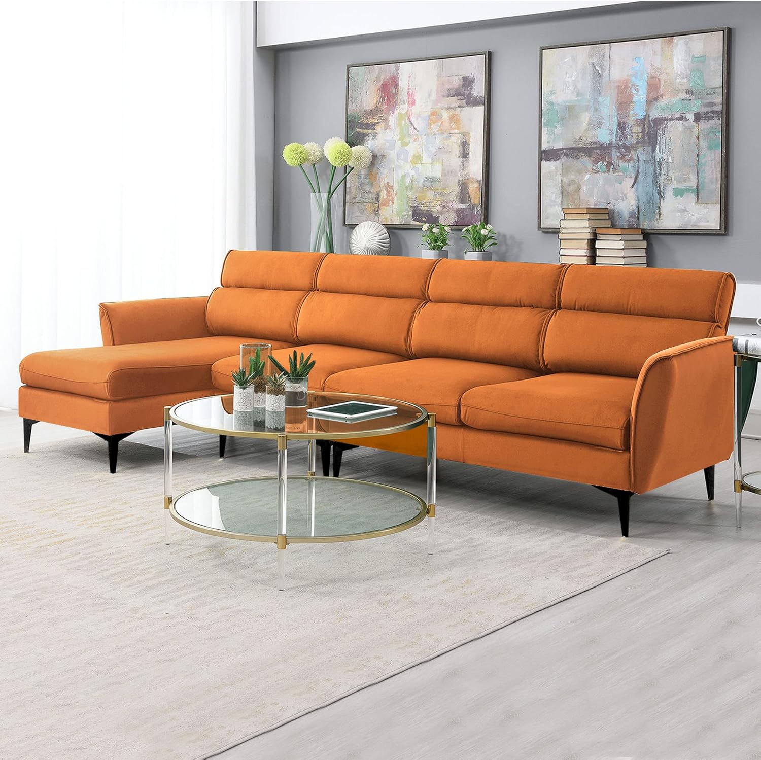 P PURLOVE L Shape Sectional Sofa with Reversible Chaise