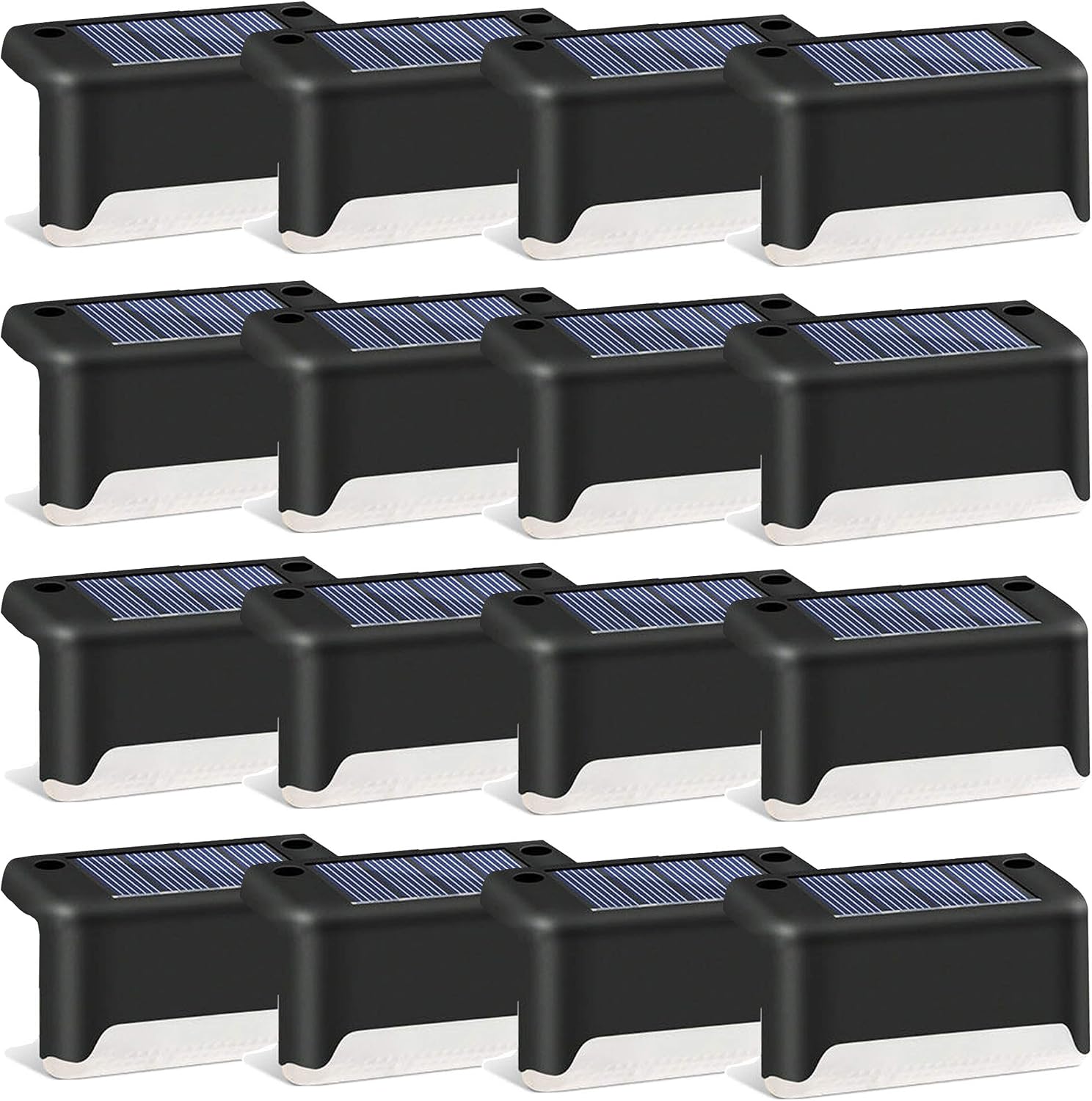 Solar Deck Lights 16 Pack LED Waterproof Solar Powered Outdoor Solar Lights for Step,Stairs, Fence Post,Railing,Yard,Driveway, Porch, Path, Outside Garden Decorations(Warm)