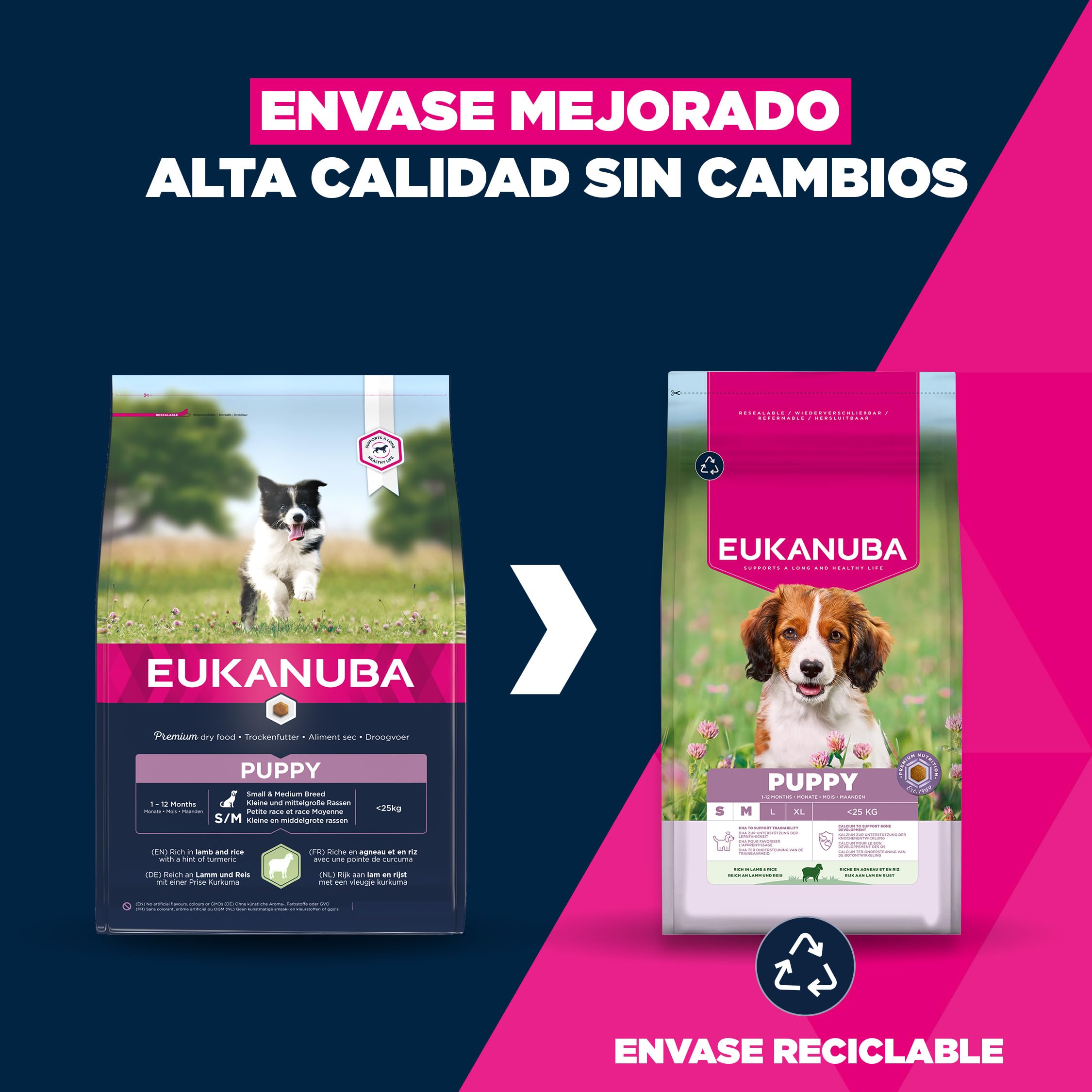 Eukanuba, alimento para Cachorros con Cordero y arroz para Razas pequeñas y Medianas - Alimento seco Premium para Perros Junior, 12 kg