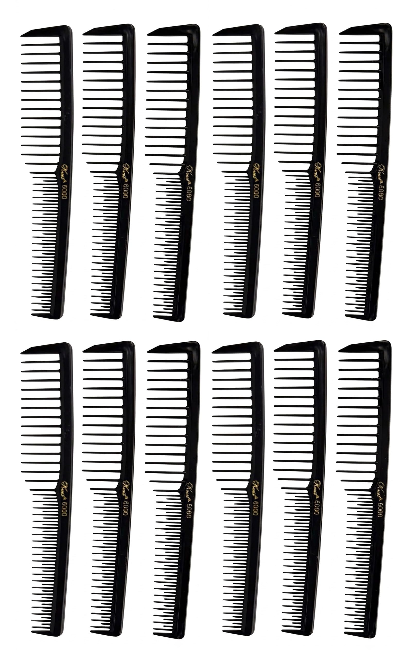 Krest 6000 17,8 cm, grzebienie do dokuczania, podnośnik, grzebienie do włosów, zestaw kosmosu, zęby, szerokie zęby, grzebień 12 szt. (czarny)