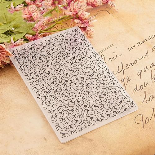 Miniatura 3 de Arbuya Carpetas en relieve de plástico para hacer tarjetas o diario Flores de filigrana en relieve plantillas de álbum de fotos Papel hecho a mano