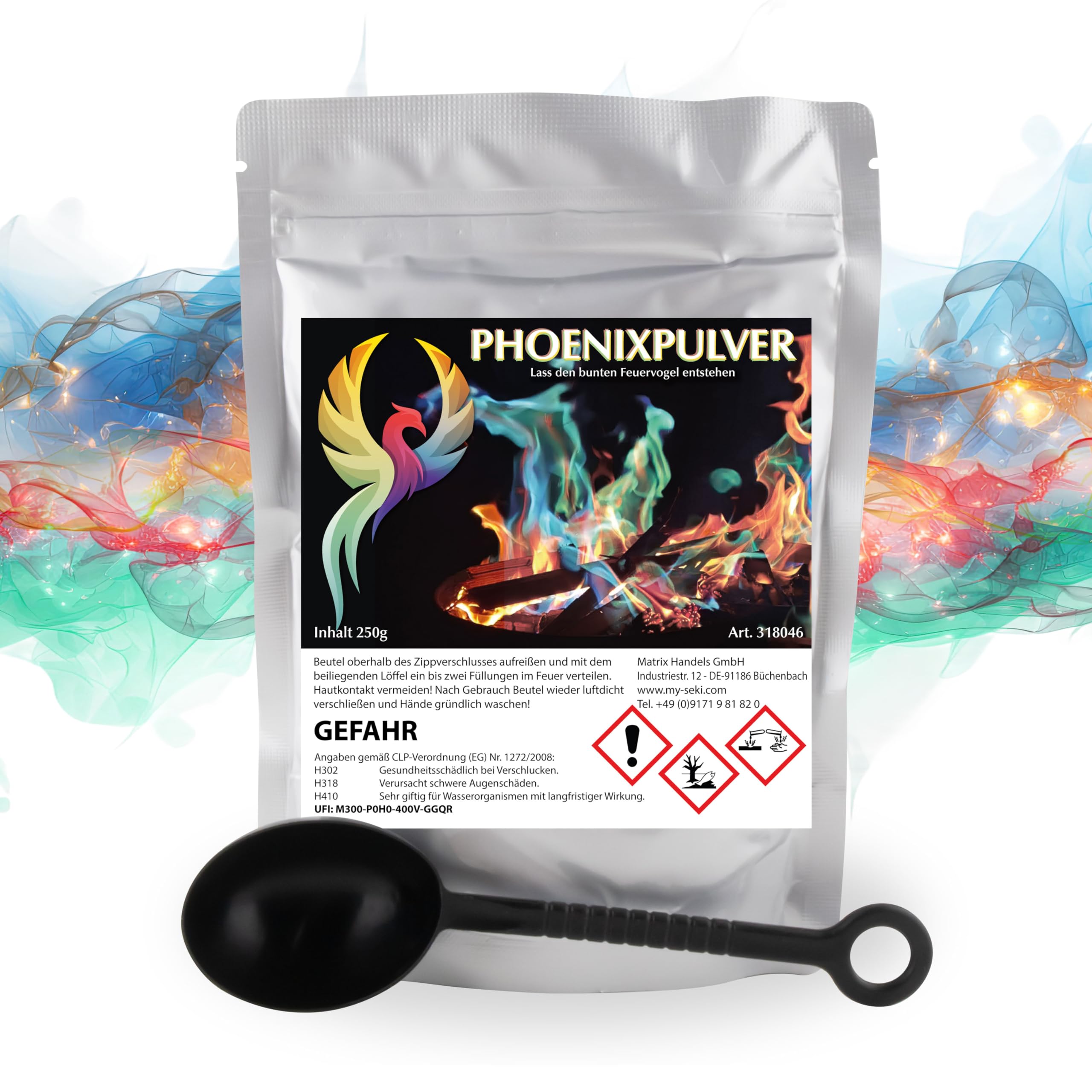 Phönix proszek 250 gramów proszku ogniskiego; kolorowy ogień do kominka, pieca, ogniska, paleniska, na imprezy na świeżym powietrzu; magiczny proszek, Magic Fire, Mystical Fire